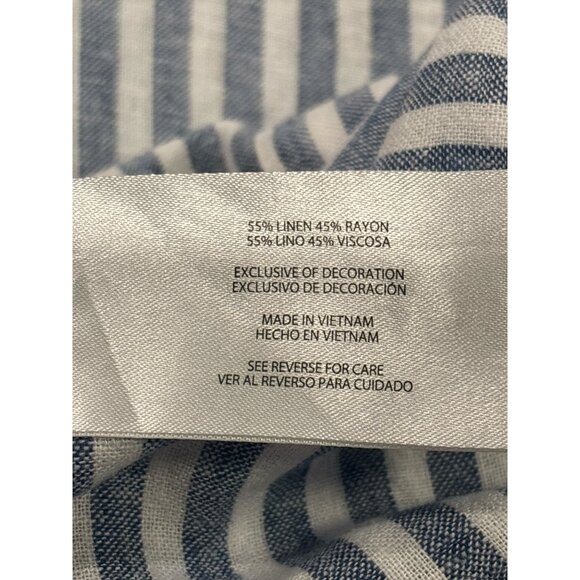 Orvis XL Linen Blend Striped Button Shirt Blue White Relaxed Fit - Picture 5 of 7